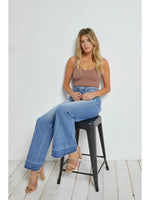 Super High-Rise Belted Flare Jeans by Mica Denim