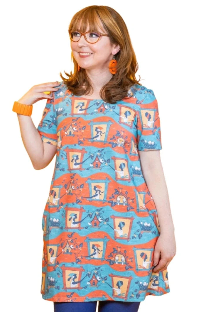 Orange & Blue Window Gals Tunic Dress by Blue Platypus