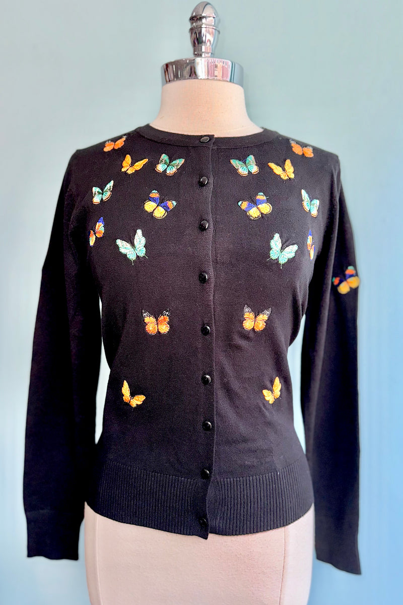 Black Fluttering Butterfly Cardigan Sweater by Voodoo Vixen