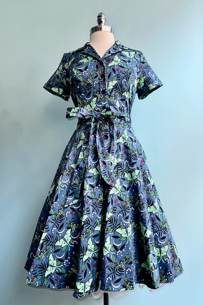 red short dress 1940s Floral Cotton Shirtwaist Dress – Hollyland Vintage