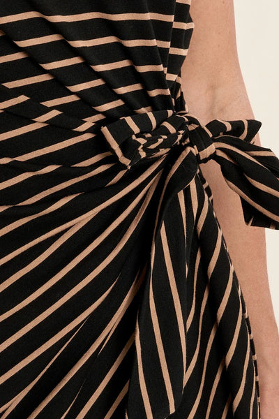 Beige and Black Striped Jersey Dress by Molly Bracken – Modern Millie
