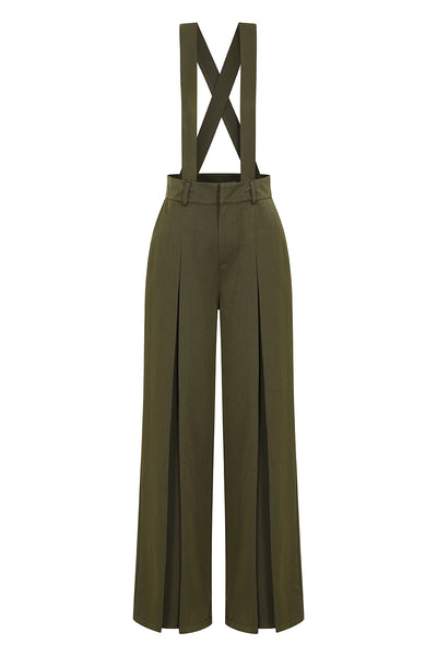 The Classic Suspender Pants in Olive by Banned – Modern Millie