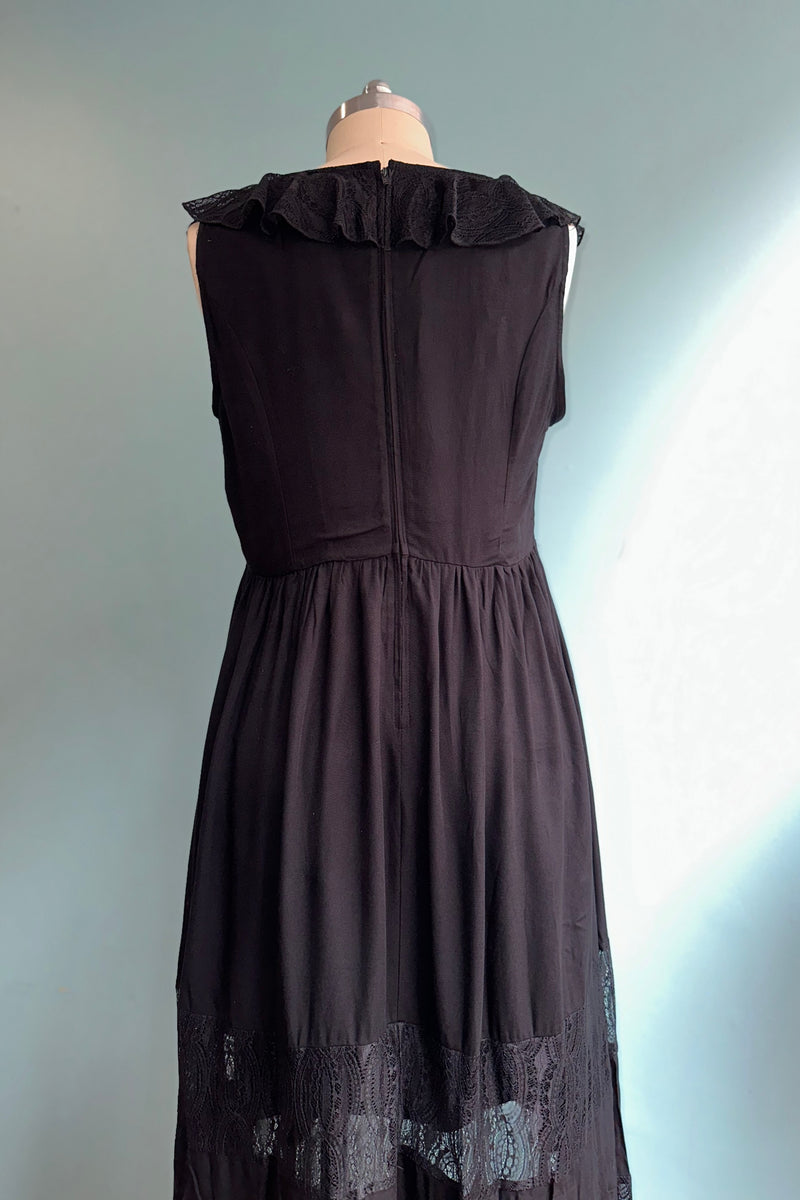 Black Lace Mortem Midi Dress by Hell Bunny