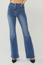 High Rise Dart Detail Flare Leg Jeans by Risen Jeans