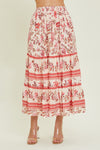 Peach Floral Midi Skirt
