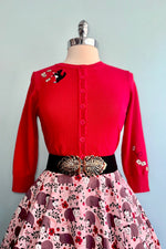 Cat Postman Lucy Cardigan in Red by Collectif