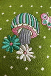 Lime Green Polka Dot Mushroom Embroidered Cardigan