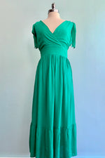 Green Tie-Shoulder Maxi Dress by Molly Bracken