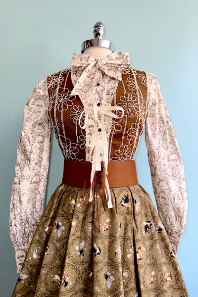 Brown Embroidered Tie Front Vest – Modern Millie