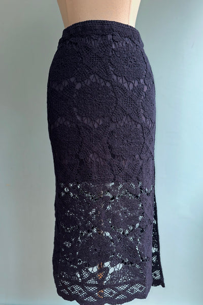 Navy Crochet Lace Midi Skirt – Modern Millie