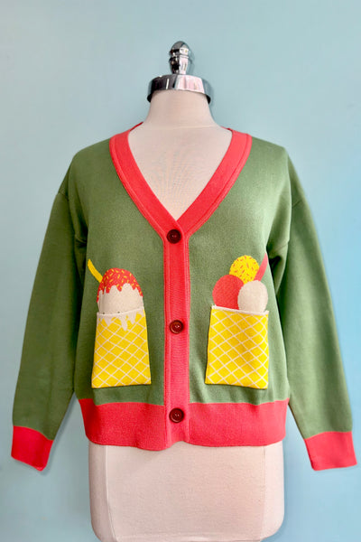 Ice Cream George Cardigan in Green by Palava – Modern Millie