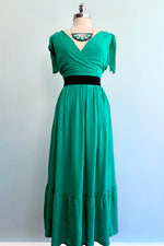 Green Tie-Shoulder Maxi Dress by Molly Bracken