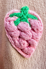 Pink Strawberry Cardigan Sweater
