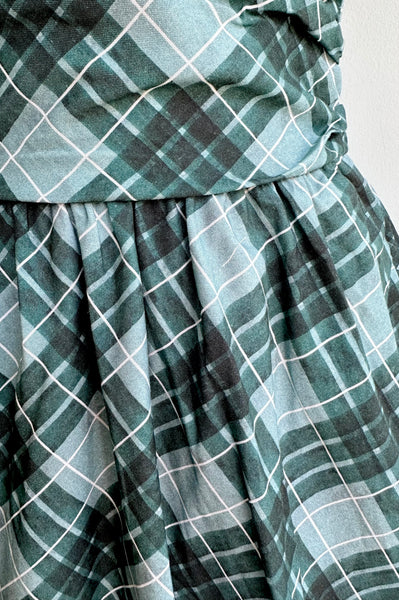 green and blue plaid dress Green Plaid Greta Dress by Retrolicious Large