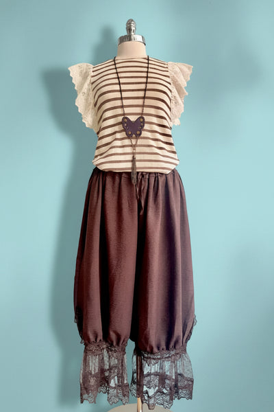 Brown Bloomer Pants with Lace Trim – Modern Millie