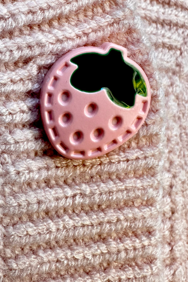 Pink Strawberry Cardigan Sweater