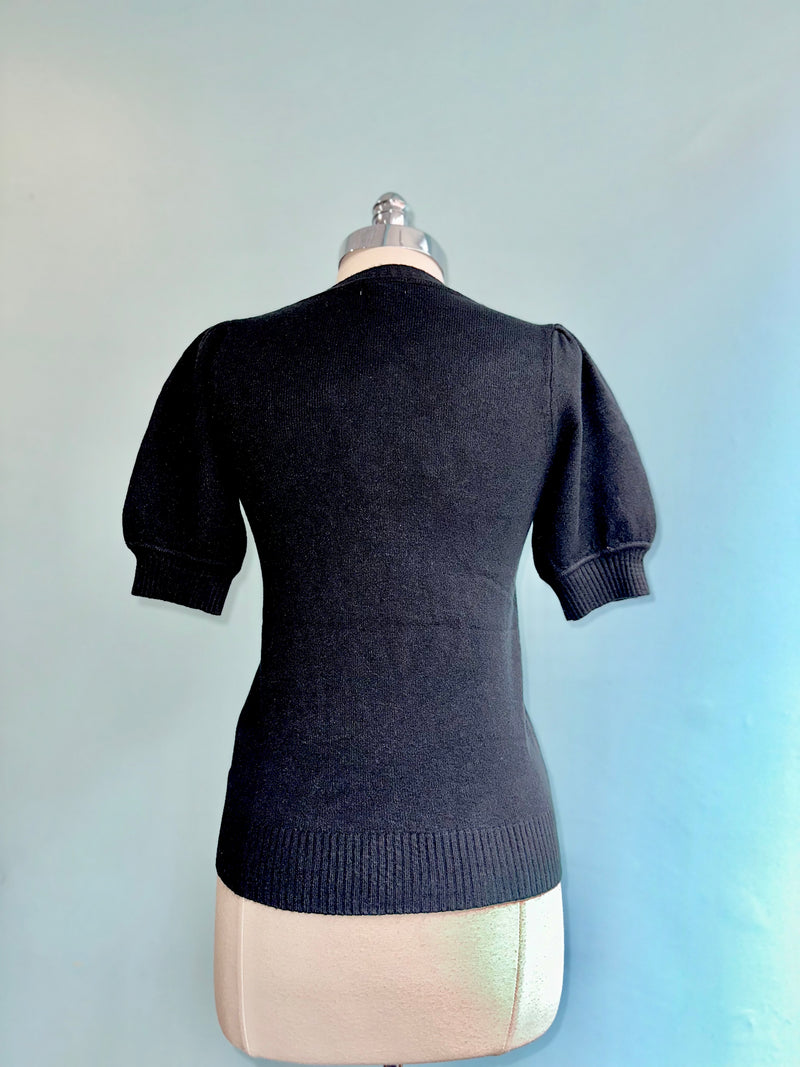 Black Round Neck Short Sleeve Sweater