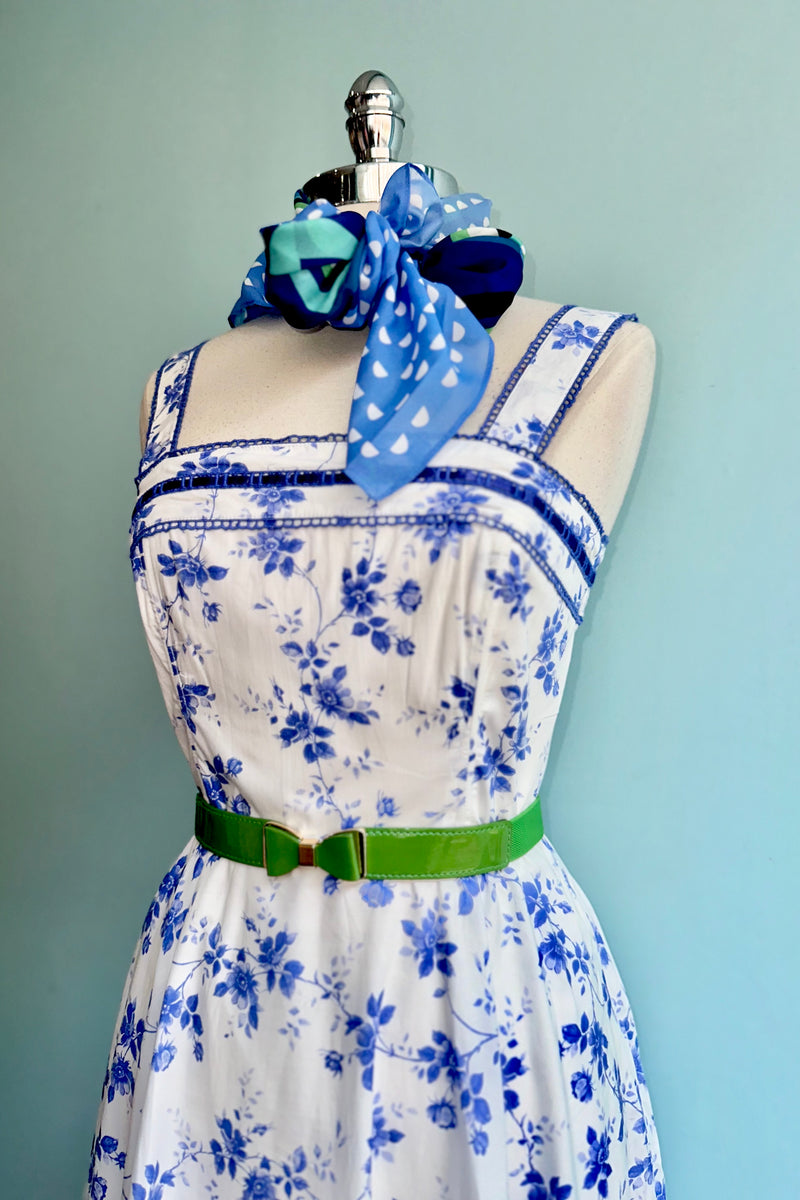 Blue Floral Ivy Midi Tank Dress by Timeless London