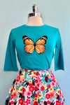 Butterfly Embroidered Pullover Knit Top by Voodoo Vixen