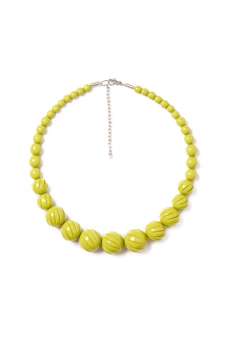 Chartreuse Heavy Carve Beaded Necklace by Splendette