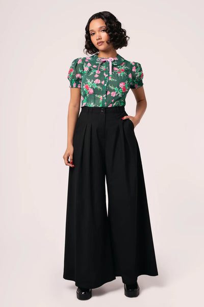 Simone Wide Leg Pants in Black by Hell Bunny – Modern Millie