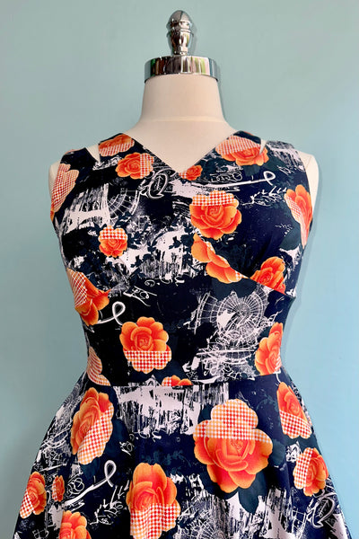 Navy Orange Floral Rebecca Dress – Natural Life