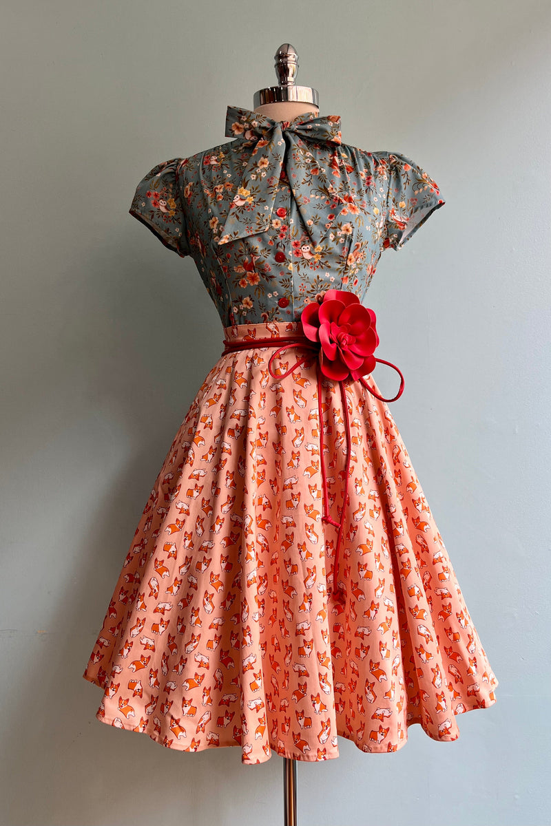Peach Corgi Full Skirt by Eva Rose
