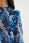 Blue Chiffon Abstract Print Top by Compania Fantastica
