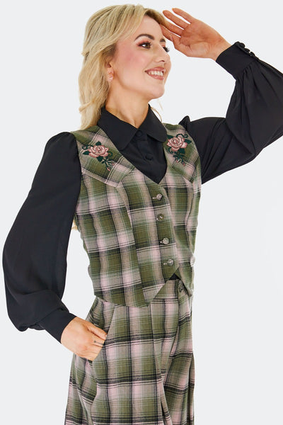 ⭐︎美品☆rosymonster conchiglie check vest Plaid Rose Embroidered Western Vest by Voodoo Vixen – Modern Millie