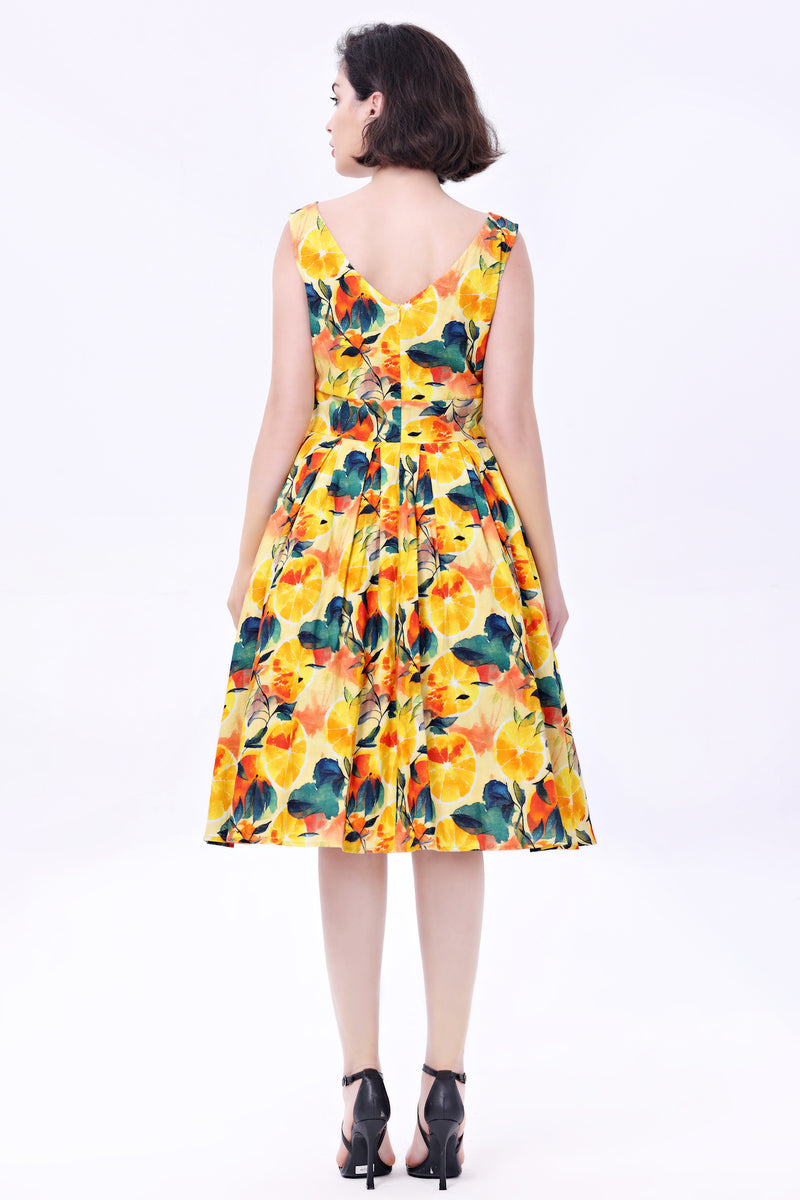 Oranges in Watercolor Lily Dress by Miss Lulo