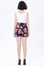 Paper Flowers Sage Shorts in Black by Miss Lulo