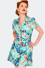 Coral Reef Button Up Romper by Voodoo Vixen