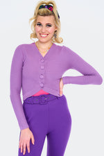 Lilac Textured Knit Cropped Bolero Cardigan Sweater by Voodoo Vixen