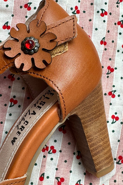 Tan Leather Darcey Mary Jane Heels by Chelsea Crew Modern Millie