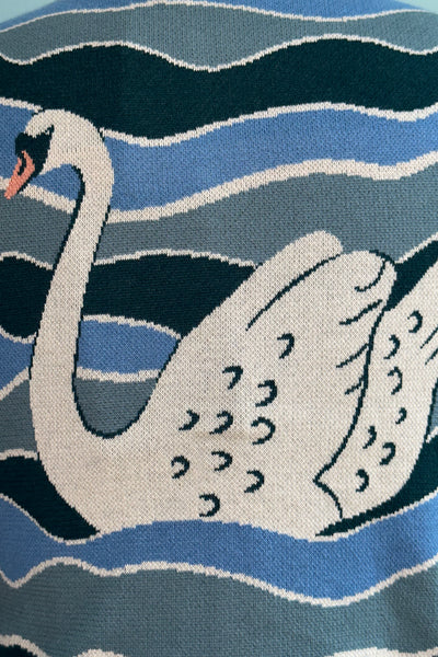 Blue Waves Swan Jacquard Vera Cardigan by Palava – Modern Millie