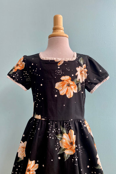 Black Floral Short Kids Dress by Orchid – Modern Millie