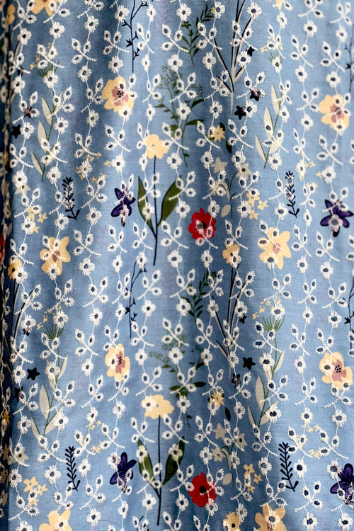 Blue Summer Flowers Eyelet Dress by Voodoo Vixen