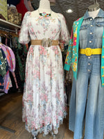 Floral Tulle Smocked Midi Dress