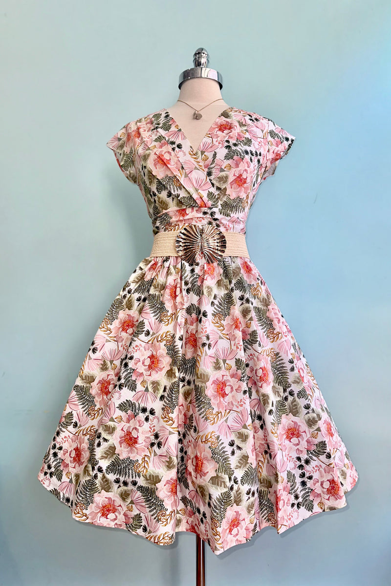 Pink and Green Floral Greta Dress by Retrolicious