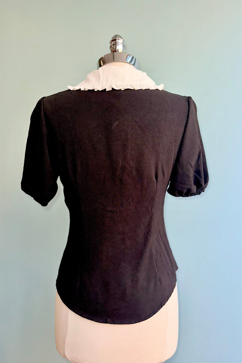 Pumpkin Embroidered Oversized Collar Blouse