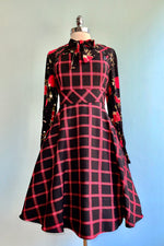 Red Plaid Janine Pinafore Dress by Hell Bunny