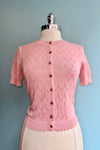 Scalloped Short Sleeve Cardigan in Pink by Banned