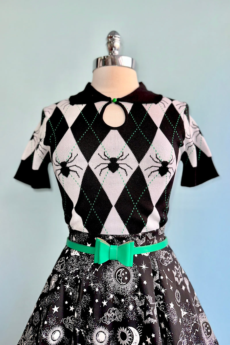 Natasha Spider Short Sleeve Sweater by Hell Bunny