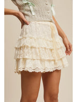 Ivory Lace Tiered Shorts