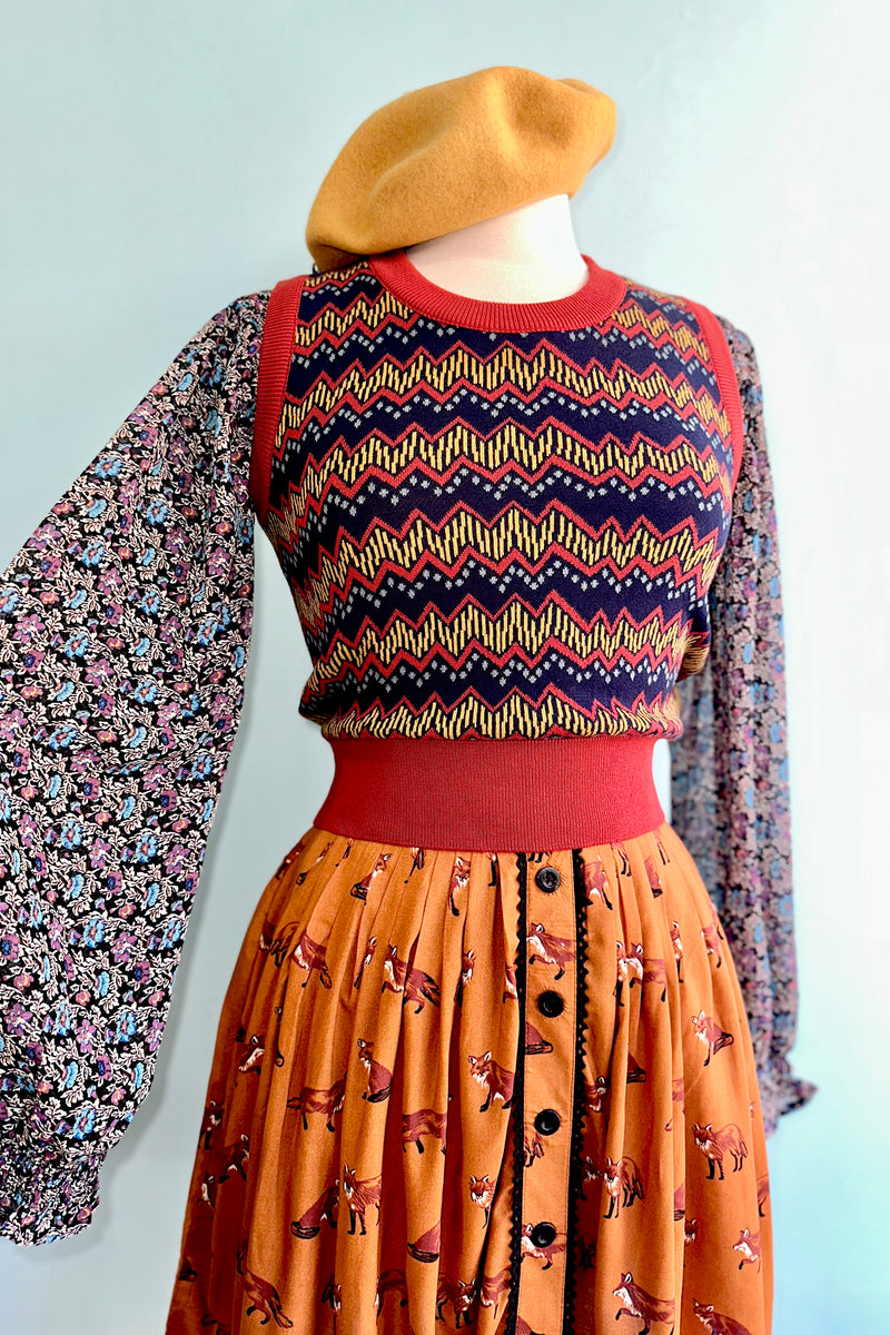 Rust Electric Jacquard Shirley Sweater Vest by Palava