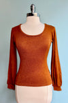 Rust Bishop Sleeve Grace Top by Heart of Haute