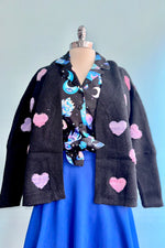 Ombre Heart Cardigan in Black