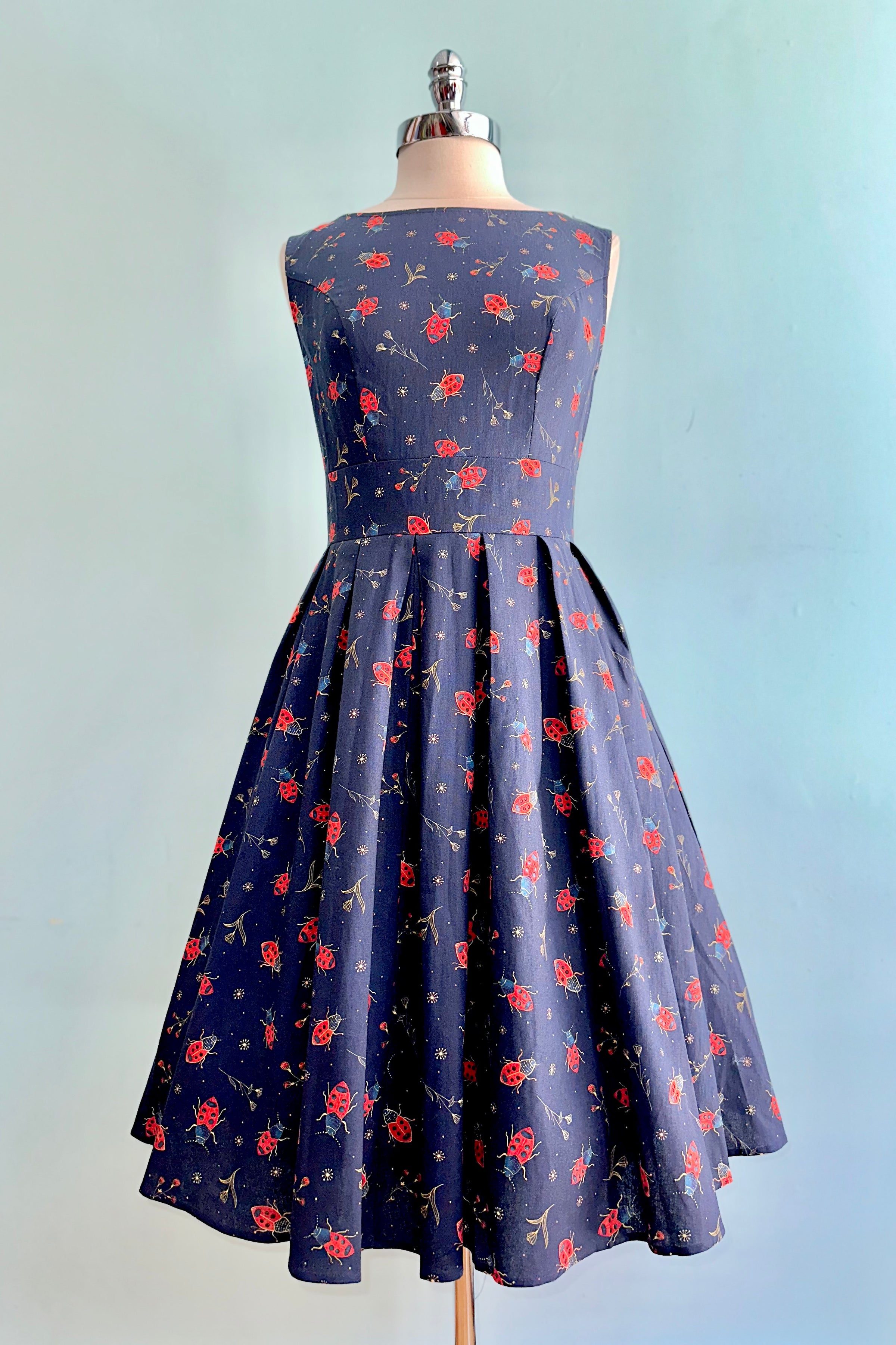 Navy Lady Bugs Lily Dress by Miss Lulo Modern Millie Navy Lady Bugs Lily Dress by Miss Lulo Modern Millie