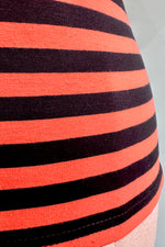 Black and Orange Striped Short Sleeve T-Shirt Top