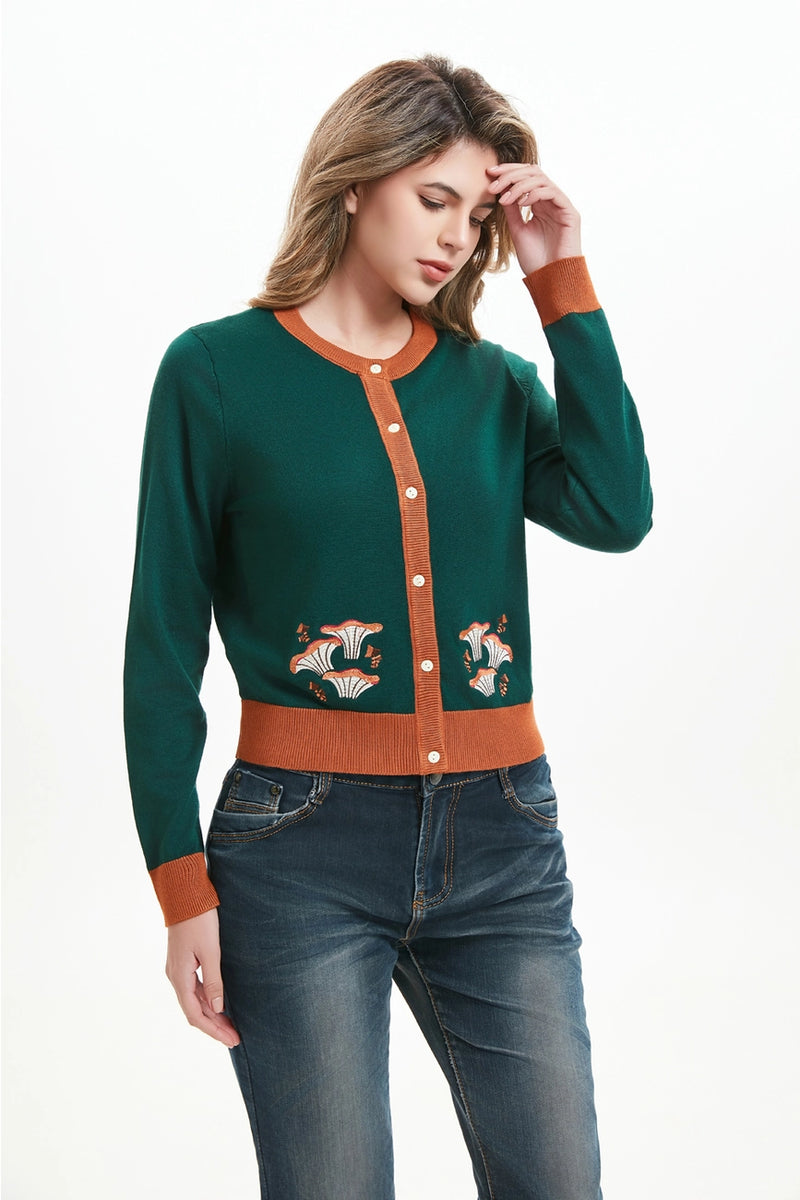 Mushroom Meadow Embroidered Leslie Cardigan by Miss Lulo